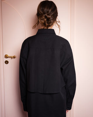 Gaia Shirt ivory oversized shirt adjustable waist back view